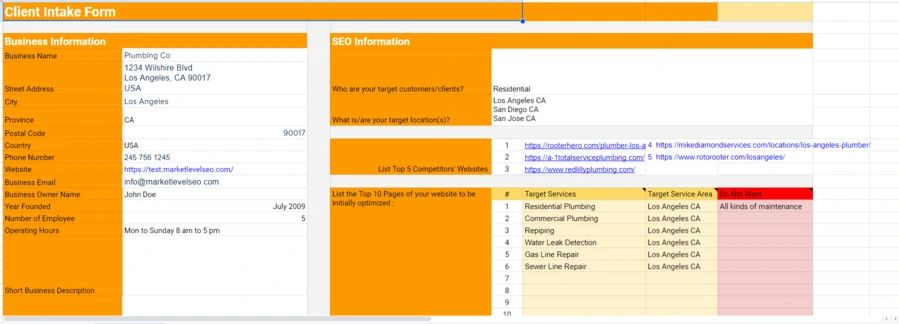 Client Intake Form
