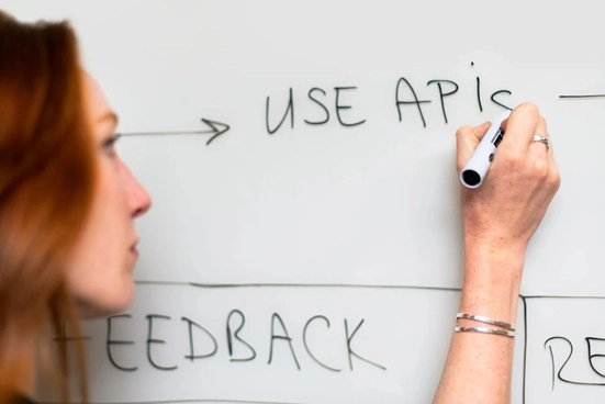 a lady is writing on white board about seo checklist
